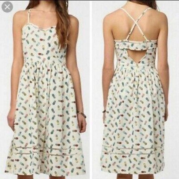 Cooperative Dresses & Skirts - Cooperative White Sundress with Colorful Pineapple Print